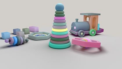 Vorschaubild von bunt lackiertem Holzspielzeug