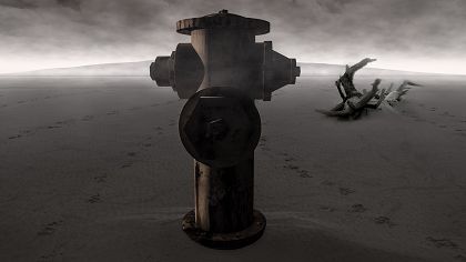 Vorschaubild eines Hydranten in einer kargen Landschaft