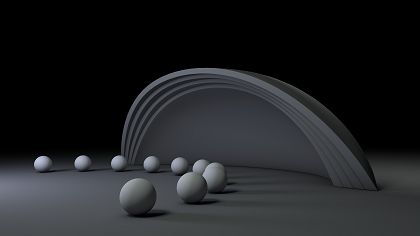 Vorschaubild einer Kuppel vor der zehn Kugeln im Halbkreis liegen